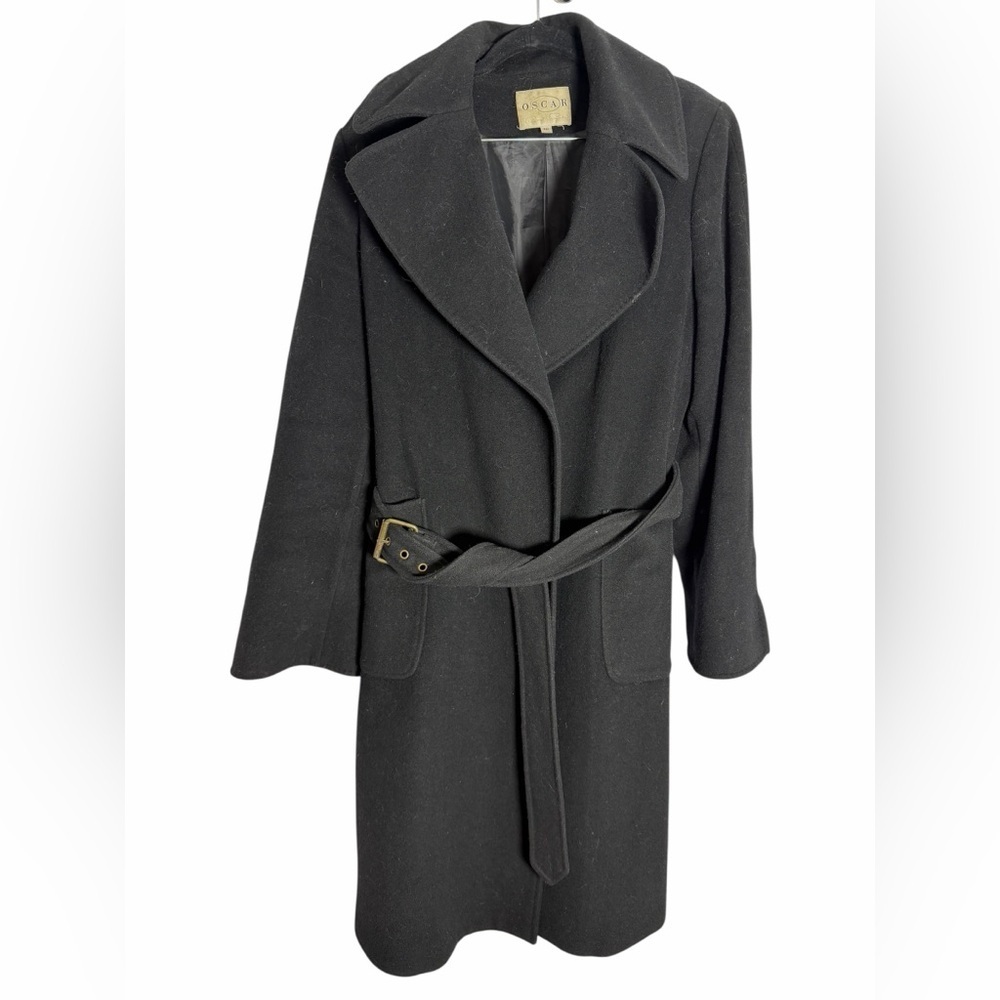 Oscar de la Renta Black Women's Trench Coat - Elevated Streetwear - Size 8 - Picture 2 of 5